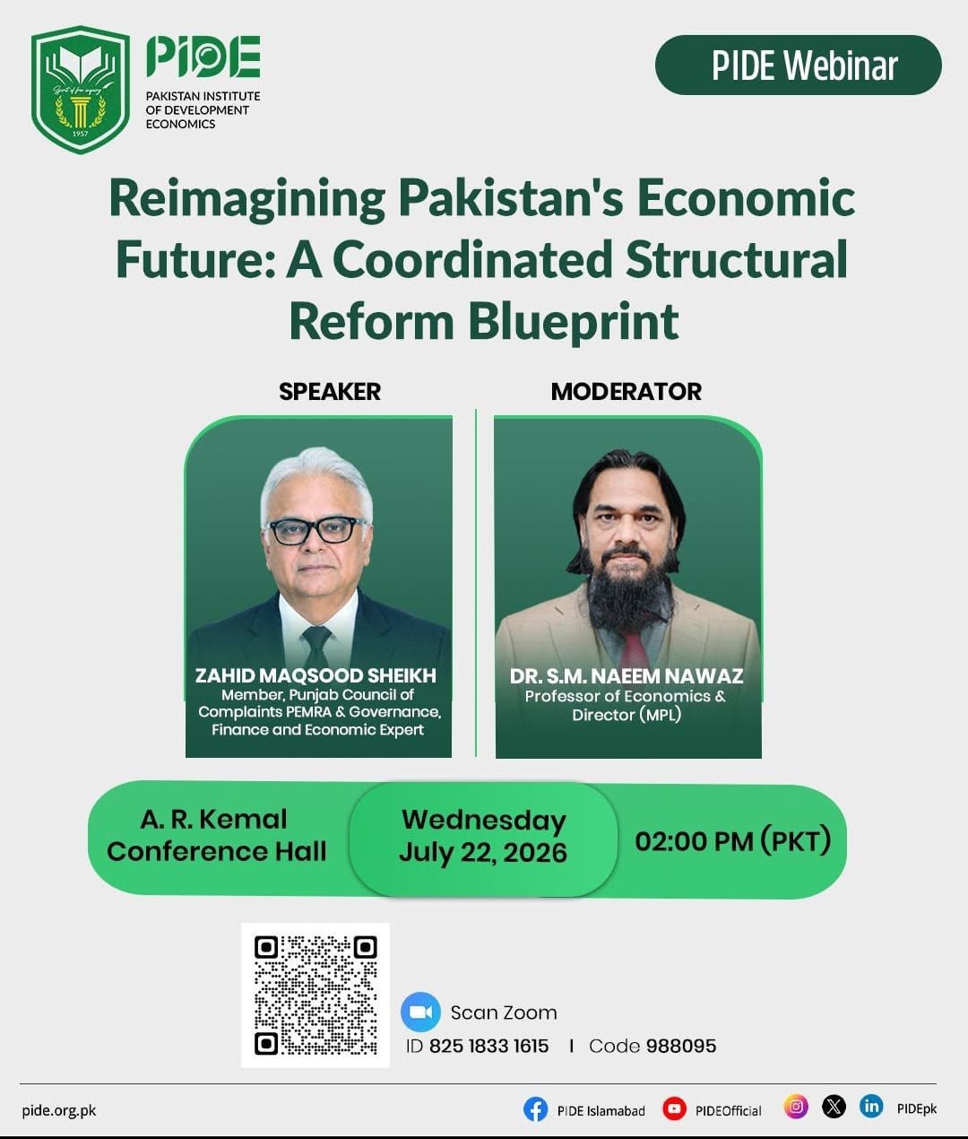 PIDE Webinar — Reimagining Pakistan's Economic Future: A Coordinated Structural Reform Blueprint